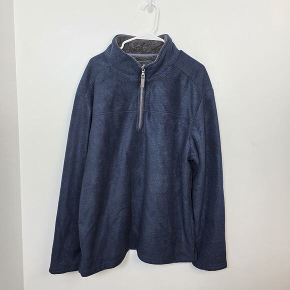 London Fog Navy Blue Sherpa Soft 1/4 Zip Outdoor Soft Pullover Jacket Size 2XL - Picture 1 of 7